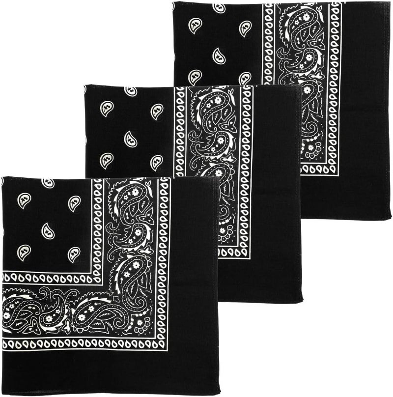 MD Style 3 PCS 100% Cotton Bandana for Men & Women 22" x 22" Paisely Pattern Handkerchief Headband Scarf - Image 1